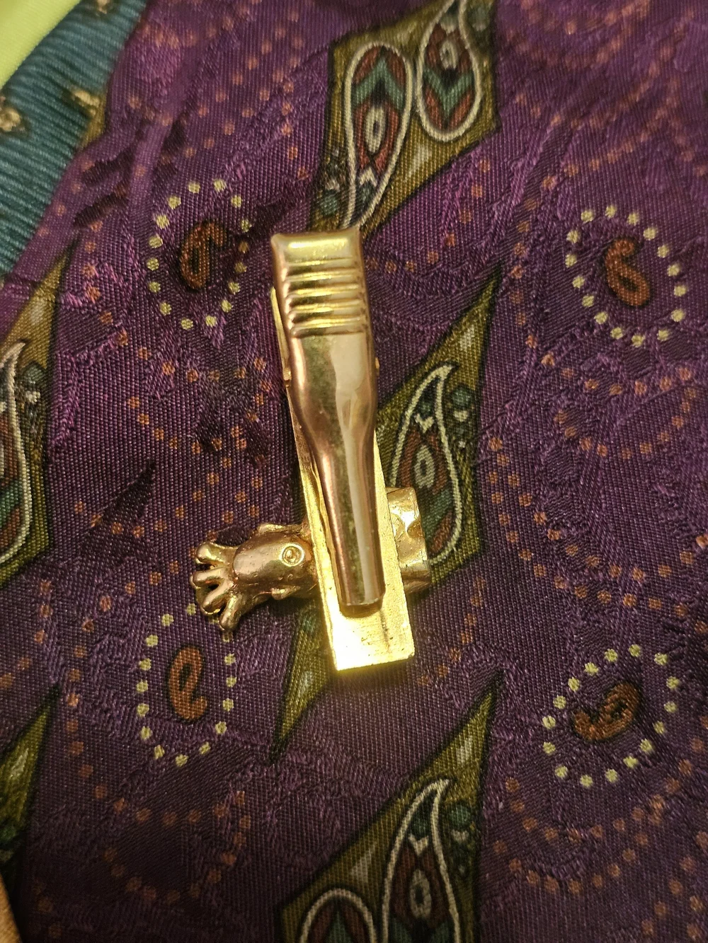 Gold-Tone  Tie Clip with Red Accent - Men Jewelry